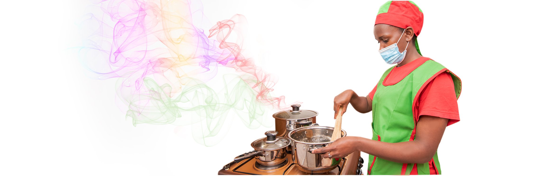 Domestic manager cooking in a home kitchen